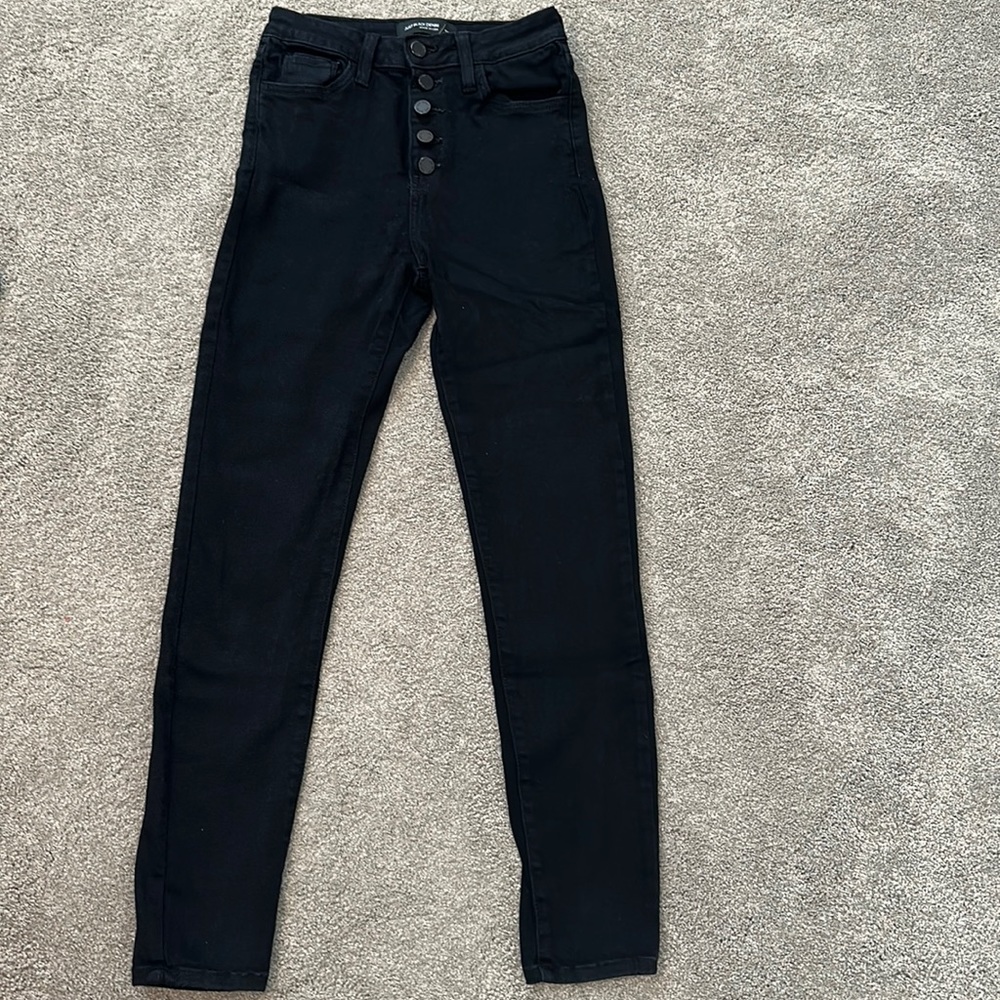 Just Black button fly denim dark soft black jeans
